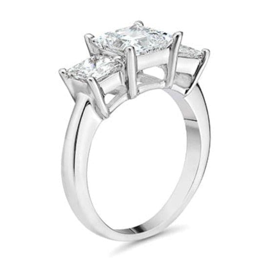 Princess cut 3-Stone Diamond Ring in white gold side profile