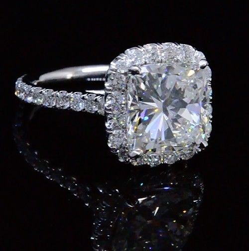 3.25 Ctw Cushion Cut Halo Diamond Ring G Color VS2 GIA Certified