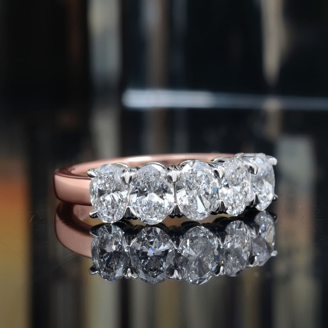 1.50 Ct. 5-Stone Oval Cut Gallery Style Diamond Ring ALL GIA Certified