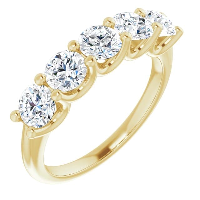 Lab grown 5 stone diamond ring round cut