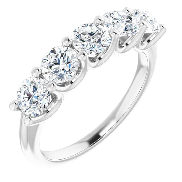 Lab Grown 5 Stone Diamond Ring Round Cut