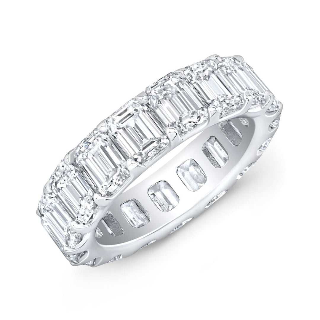 5 carats emerald cut diamond eternity band in white gold low profile