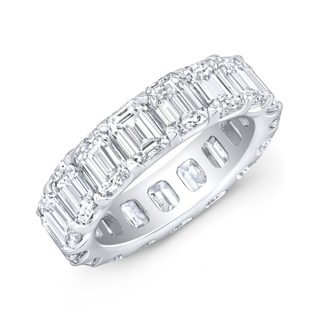 Emerald Cut Diamond Eternity Band Low Profile in white gold