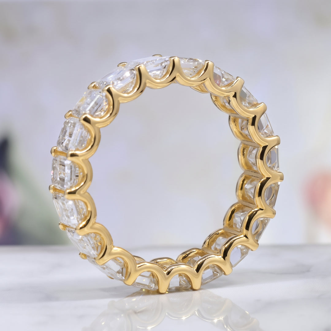 5 Carats Emerald Cut Eternity Band U-Setting F-G Color VS1 Clarity