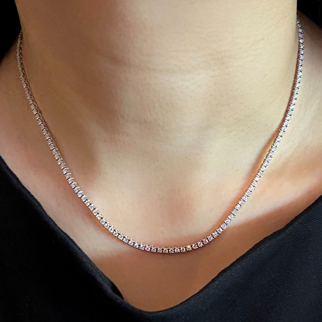 Classic Round Cut Diamond Tennis Necklace (5 Ctw.)