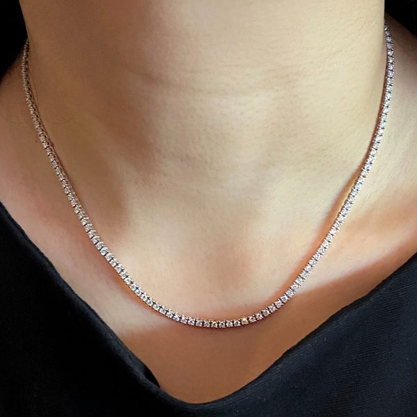 Classic Round Cut Diamond Tennis Necklace (5 Ctw.)