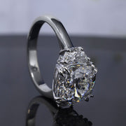 3.80 Ct 3 Stone Cushion Cut & Half Moon Ring H Color VS2 GIA Certified