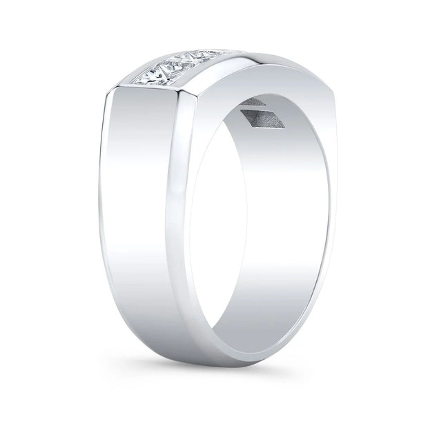 Lab Grown Princess Cut 6-Stone Channel Men's Ring 8mm