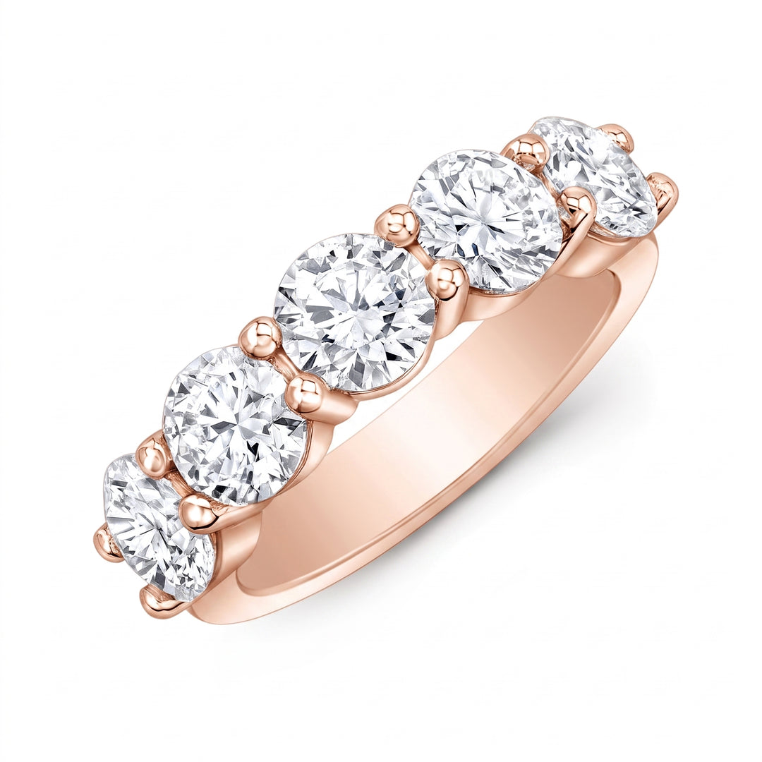 5 Stone Diamond Ring Round F Color VS1 GIA Certified (2Ctw.)