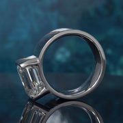 4 Ct. Emerald Cut Half Bezel East-West Men's Ring F Color VS1 GIA Certified