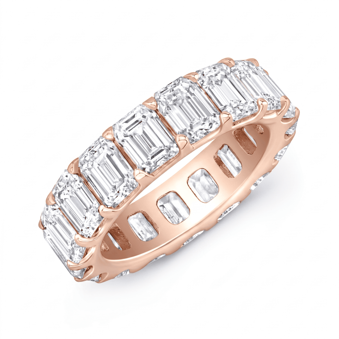 5 carats Emerald cut eternity low profile setting in rose gold