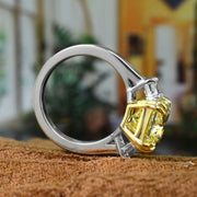 Lab Grown Elongated Yellow Radiant Cut 3-Stone Diamond Ring VVS2 IGI Certified