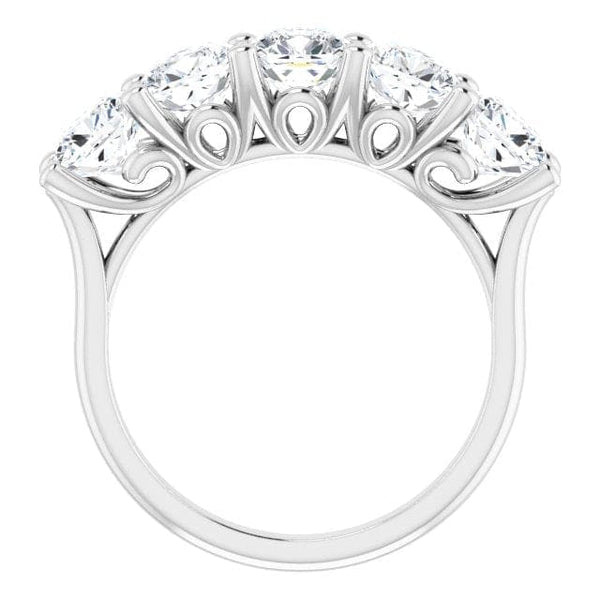 Lab Grown Cushion Cut 5 Stone Scroll Design Diamond  Ring