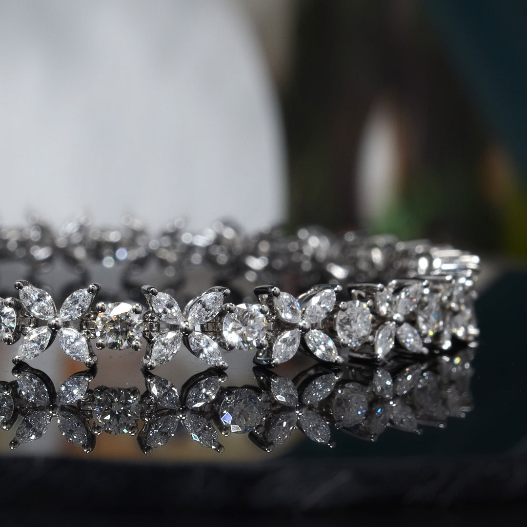 6.00 Ctw Marquise & Round Diamond Tennis Bracelet Natural Earth Mined