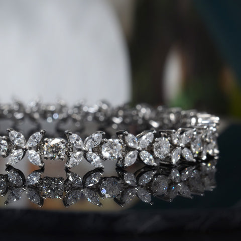 6.00 Ctw Marquise & Round Diamond Tennis Bracelet Natural Earth Mined