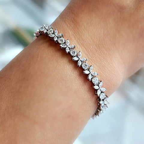 6.00 Ctw Marquise & Round Diamond Tennis Bracelet Natural Earth Mined