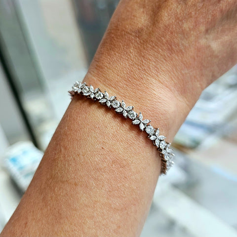 6.00 Ctw Marquise & Round Diamond Tennis Bracelet Natural Earth Mined