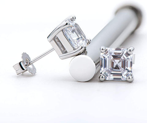 1 Ctw. Asscher Cut Stud Earrings H Color VS1 Clarity