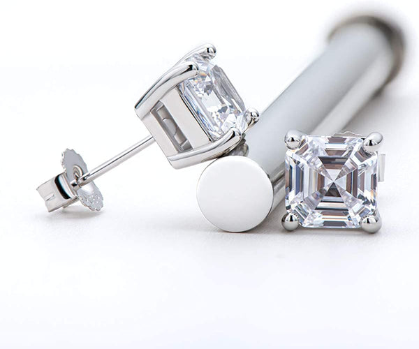 2 Ctw. Asscher Cut Stud Earrings H Color VS1 Clarity GIA Certified