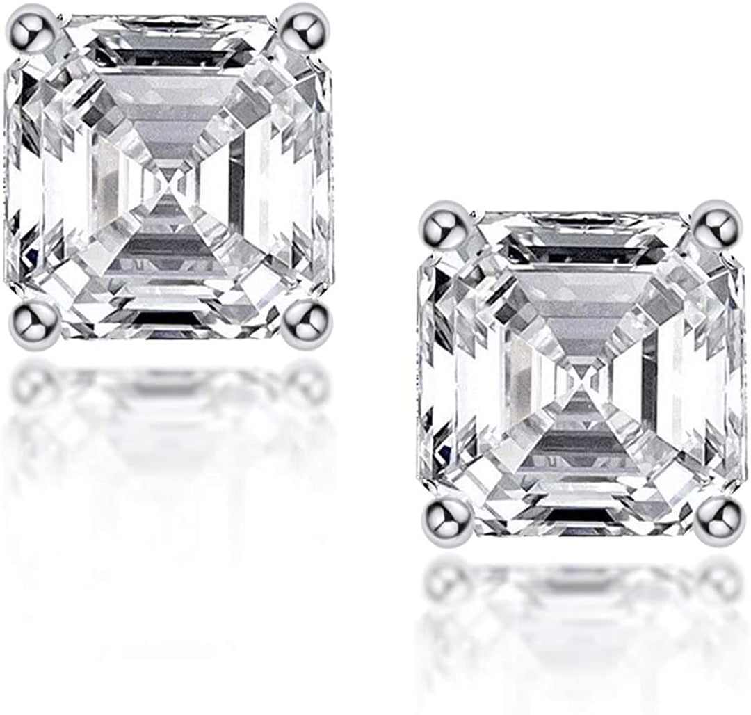 Lab Grown Asscher Cut Stud Earrings