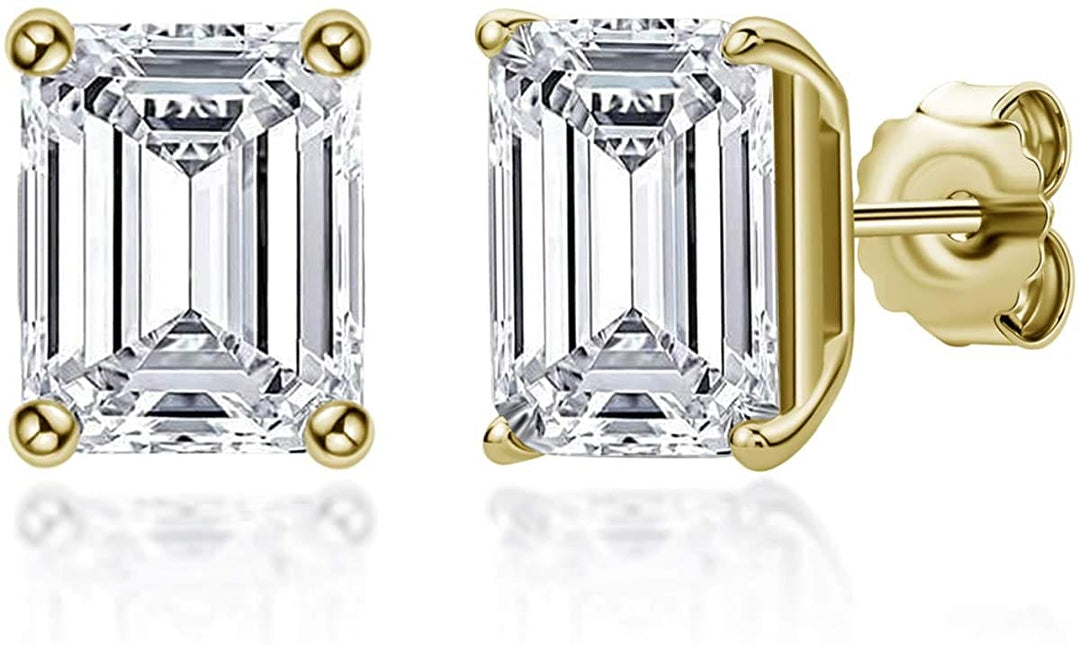 Lab Grown Emerald Cut Stud Earrings