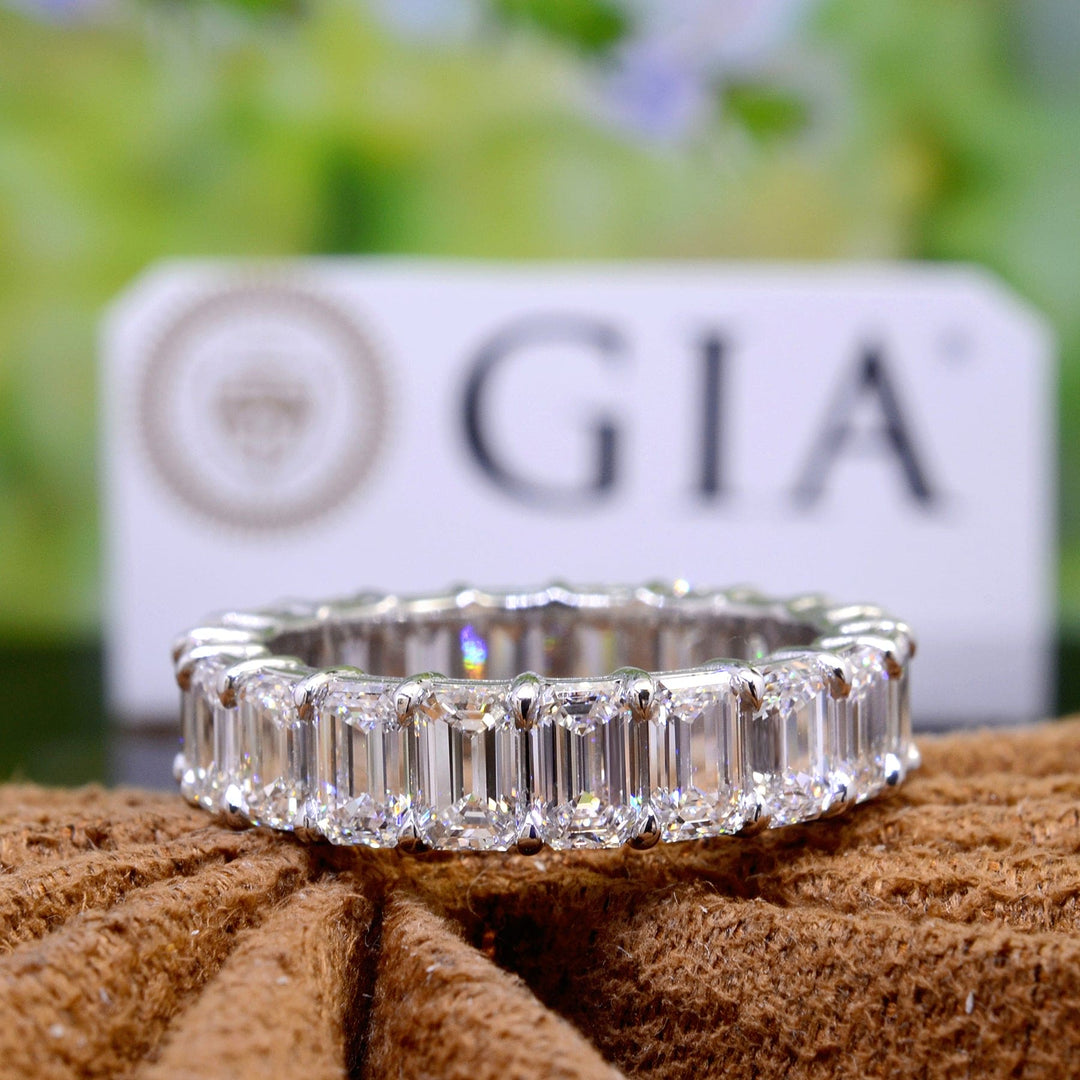 6.50 Carat Emerald Cut Diamond Eternity Band All GIA Certified G Color VS1 Clarity