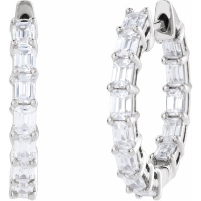 Emerald Cut Inside Out Hoop Earrings 21mm Diameter (3.00 Ctw.)