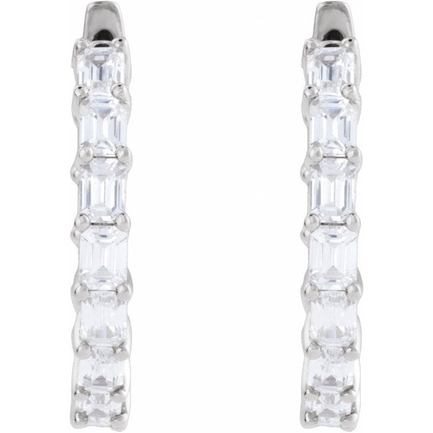 Emerald Cut Inside Out Hoop Earrings 21mm Diameter (3.00 Ctw.)