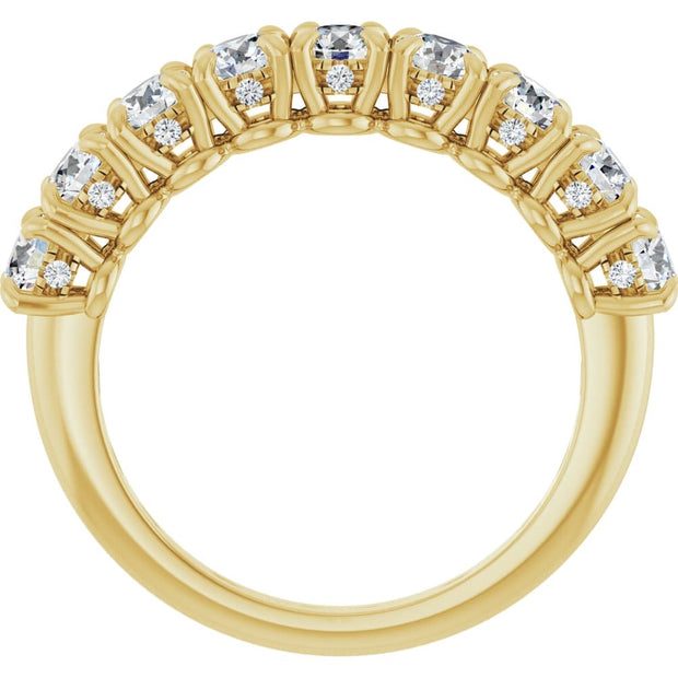 Half Eternity Band Lab Grown Diamonds & Pave Sides