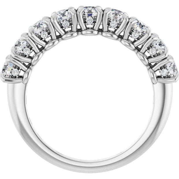 Half Eternity Band Lab Grown Diamonds & Pave Sides