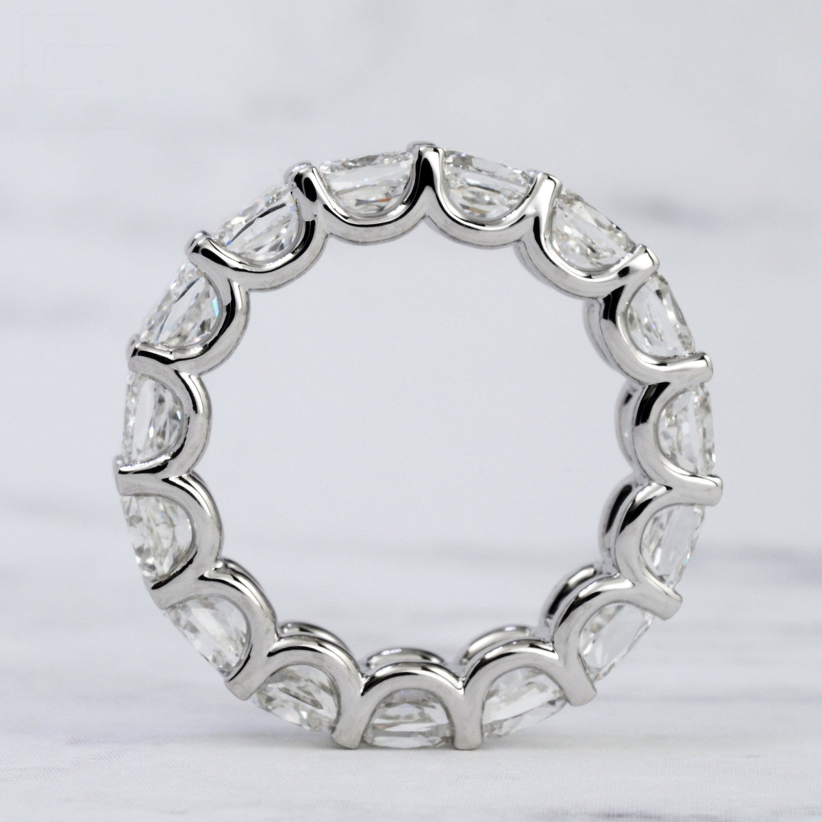 Platinum 6 carats cushion cut eternity band natural diamonds