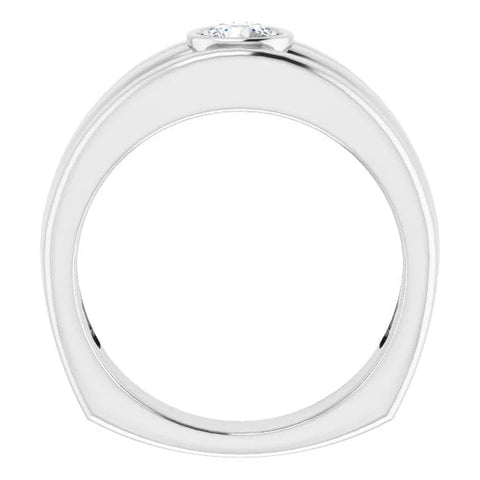 Lab Grown Men's Bezel Round Cut Diamond Ridged Ring IGI Certified