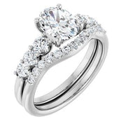 2.60 Ctw. Oval Diamond U-Set Engagement Ring E Color SI1 GIA Certified