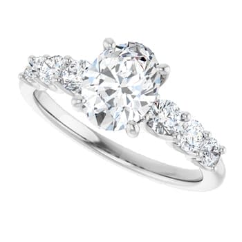 2.60 Ctw. Oval Diamond U-Set Engagement Ring E Color SI1 GIA Certified