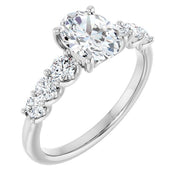 2.60 Ctw. Oval Diamond U-Set Engagement Ring E Color SI1 GIA Certified