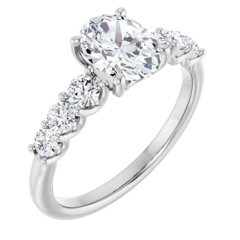 2.60 Ctw. Oval Diamond U-Set Engagement Ring E Color SI1 GIA Certified