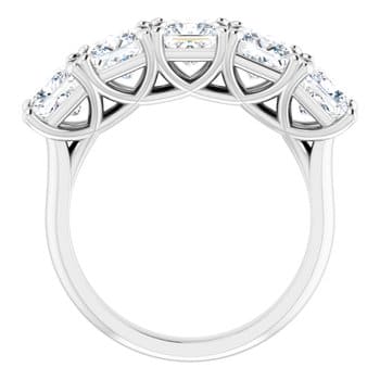 Lab Grown 5 Stone Ring Princess Cut with Trellis Design