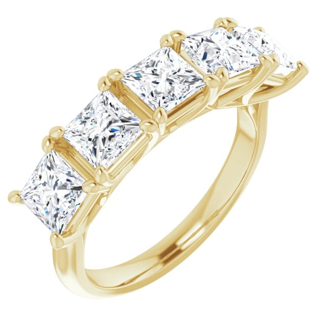 Lab Grown 5 Stone Ring Princess Cut