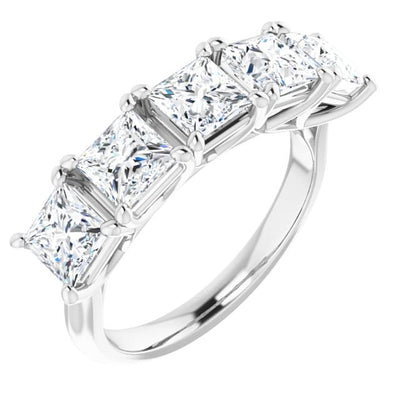 Lab Grown 5 Stone Ring Princess Cut