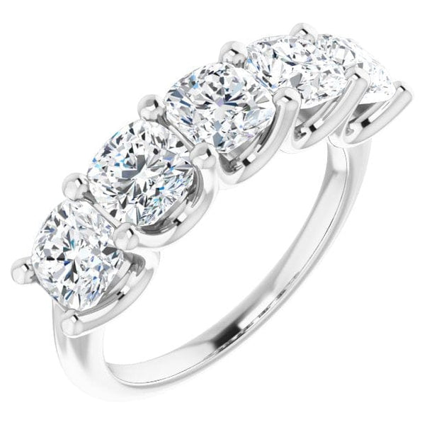 Lab Grown Diamond Cushion Cut 5-Stone Ring F, VS1 IGI Certified