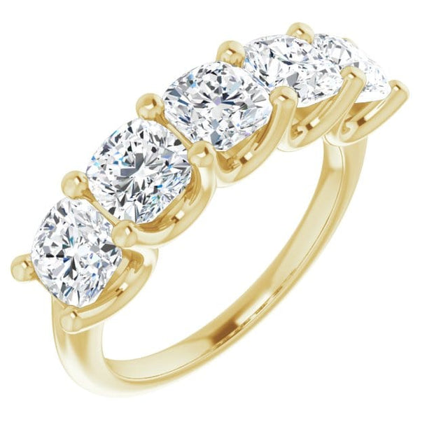 Lab Grown Diamond Cushion Cut 5-Stone Ring F, VS1 IGI Certified