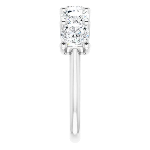 Lab Grown Diamond Cushion Cut 5-Stone Ring F, VS1 IGI Certified