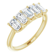 Lab Grown 5 Stone Diamond Ring Emerald Cut