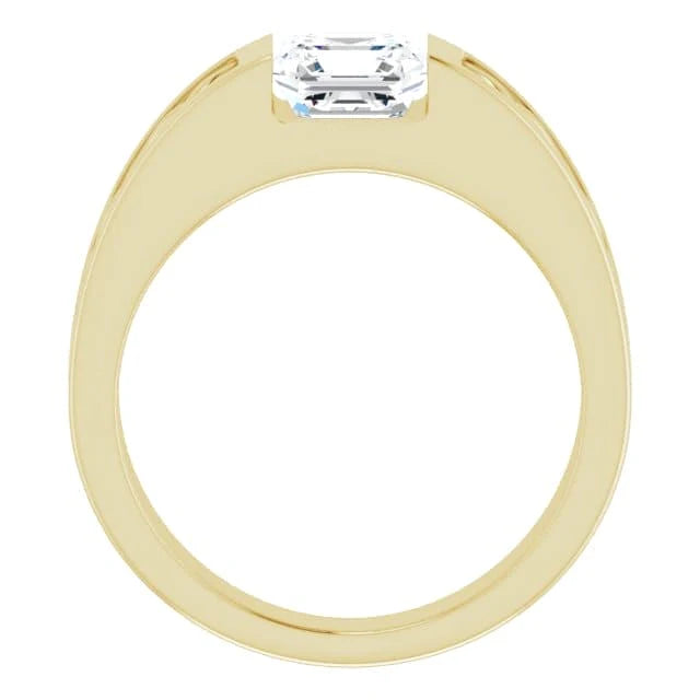 Lab Grown Men's Asscher Cut Diamond Tension Ring Celtic Design IGI Certified