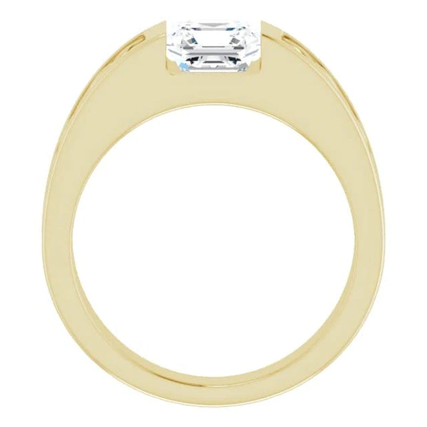 Lab Grown Men's Asscher Cut Diamond Tension Ring Celtic Design IGI Certified