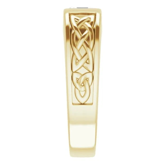 Lab Grown Men's Asscher Cut Diamond Tension Ring Celtic Design IGI Certified