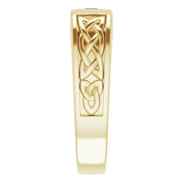 Lab Grown Men's Asscher Cut Diamond Tension Ring Celtic Design IGI Certified