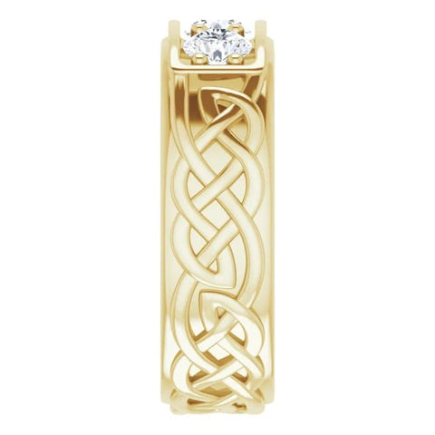 Lab Grown Men's Round Cut 3-Stone Diamond Celtic Ring 7mm (1.00 Ctw)