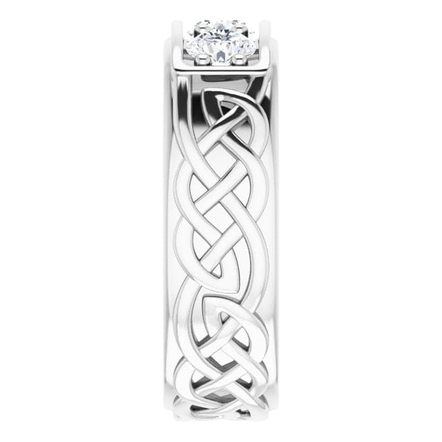 Lab grown men's round cut 3 stone diamond celtic ring 7mm (1