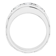 Lab Grown Celtic Men's 3-Stone Cushion Cut Diamond Ring 8mm IGI Certified (2.10 Ctw)